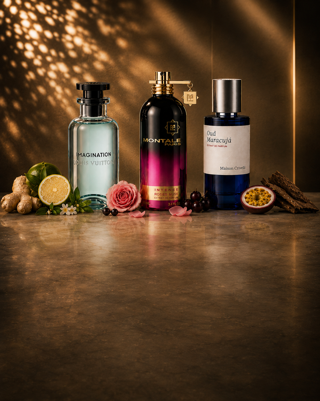 Mono Perfumeria movil - Imagination, Intense Roses Musk, Oud Maracuja